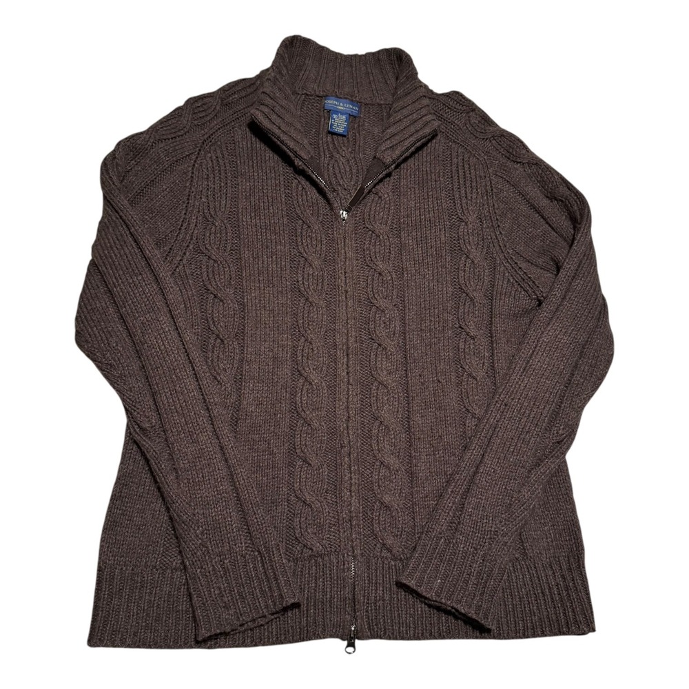 Joseph & Lyman Acrylic Wool Nylon Alpaca Cable Knit Full Zip Sweater Men's Large